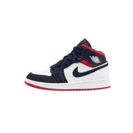 Air Jordan 1 Mid (GS) SE USA White Varsity Red Midnight Navy