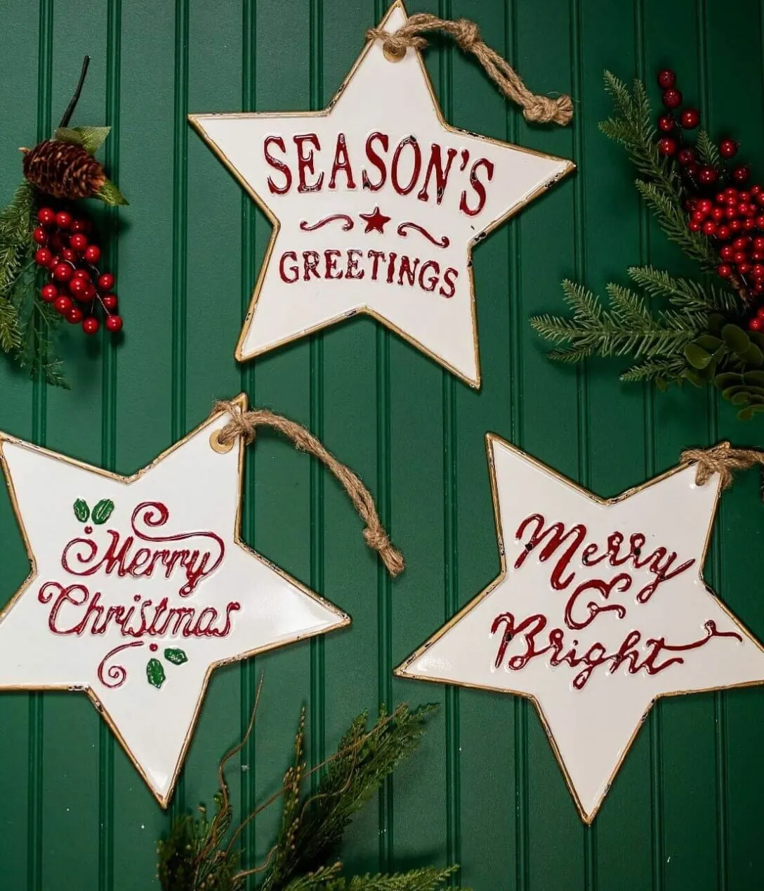 11.6" Metal Holiday Star Ornaments