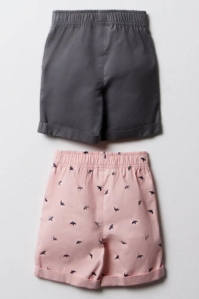 2 Pack Shorts Grey & Pink