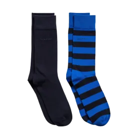 2 Pack Socks - Barstripe & Solid - Oak | Blue