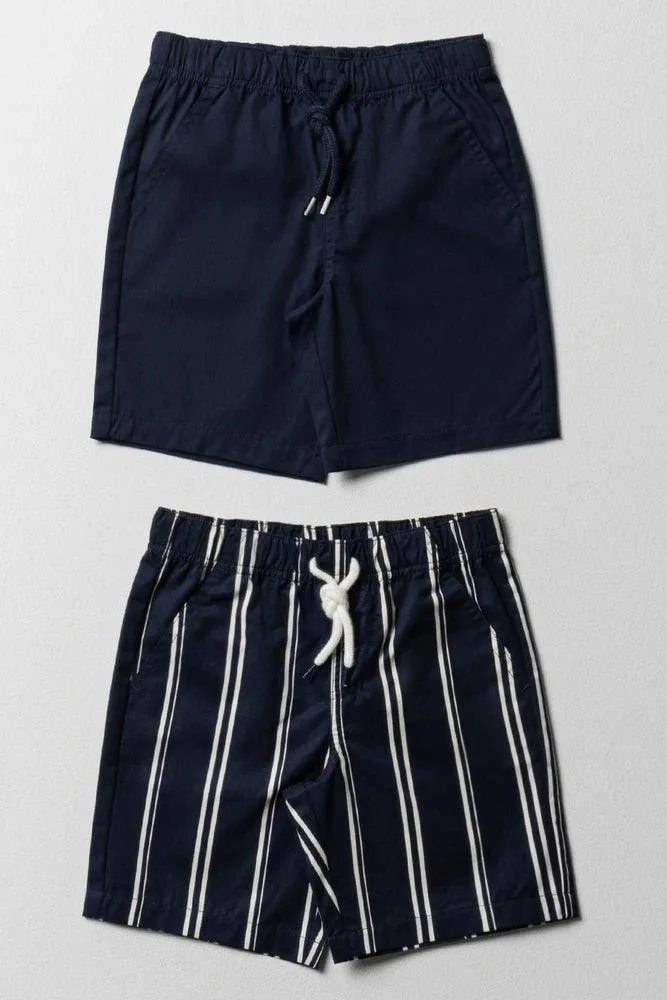 2 Pack Stripe Shorts Navy