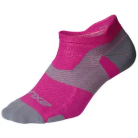 2XU Women's Vectr Light Cushion No Show Socks - Magenta Pink Light Grey