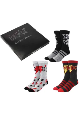 AC/DC Back in Black 3PK Socks Gift Box Set