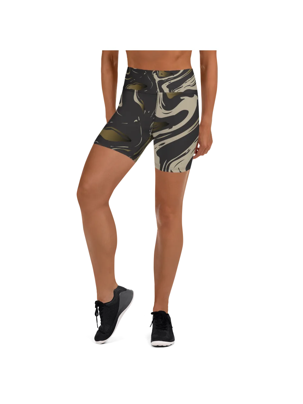 Black and Gold Marble Yoga Shorts