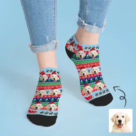 Christmas Custom Photo Sock Dog Face Pet Socks Personalized Christmas Socks Ankle Socks