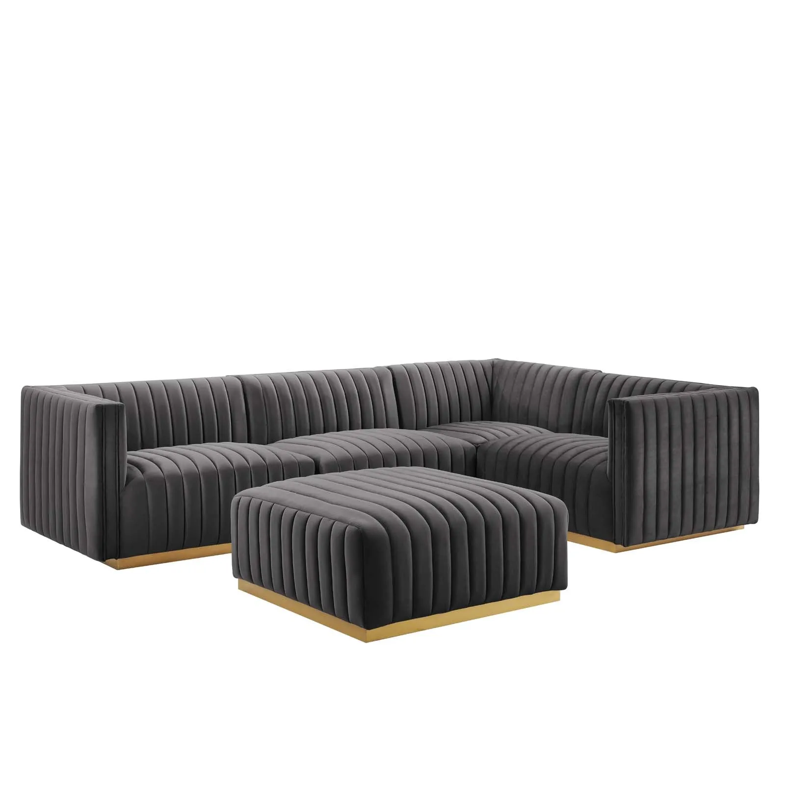 Conjure Channel Tufted Performance Velvet 5-Piece Sectional by Modway