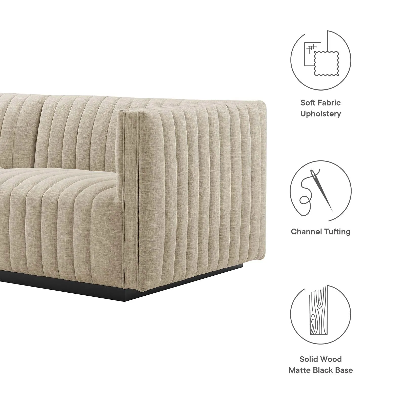 Conjure Channel Tufted Upholstered Fabric Sofa by Modway