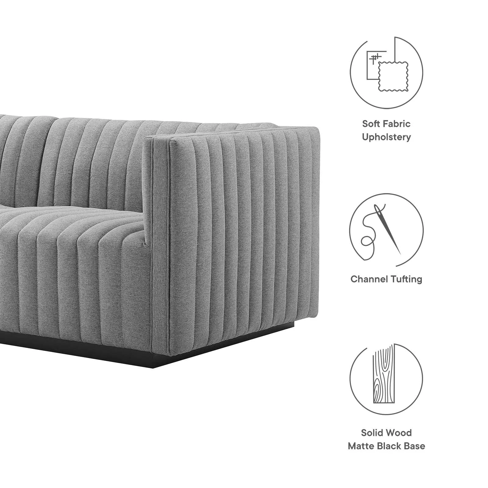 Conjure Channel Tufted Upholstered Fabric Sofa by Modway