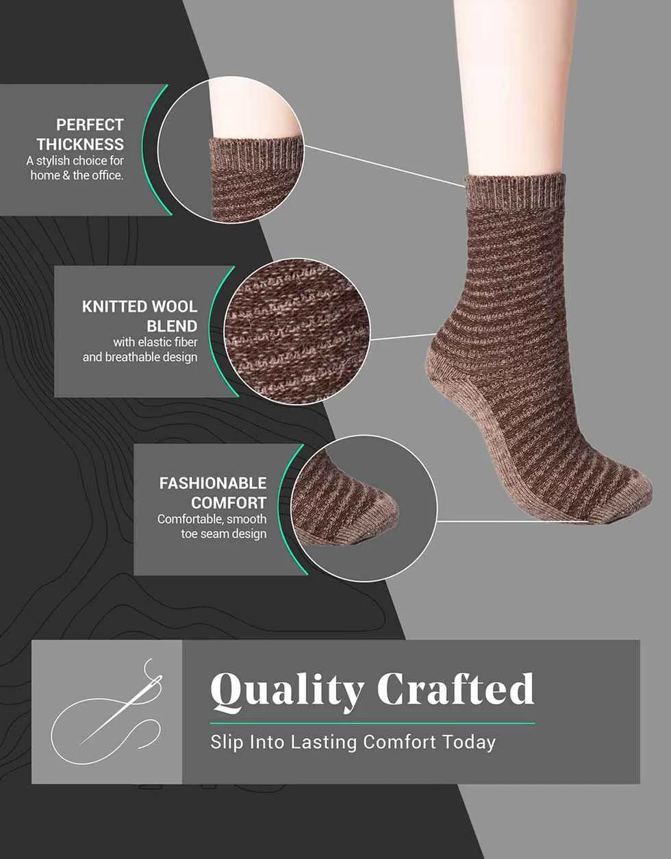 Earthy Morning Wool Crew Socks 4 Pack