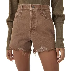 Free People Makai Cotton Cutoff Denim Shorts Washed Chocolate, Size 27