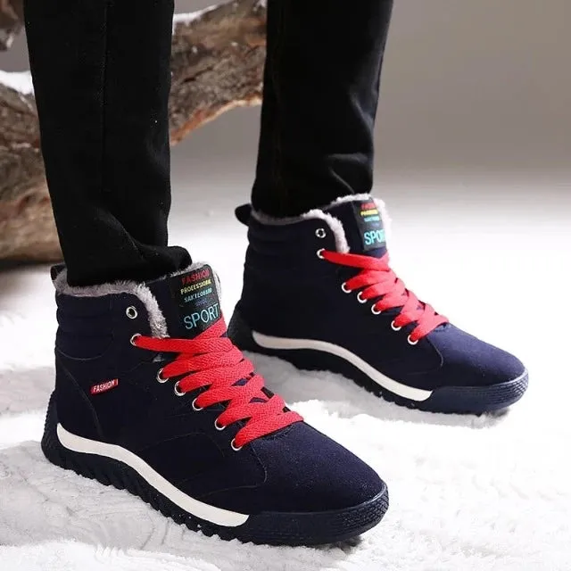 Groovywish Men Warm Orthopedic Shoes Round Toe Ankle Snow Boots