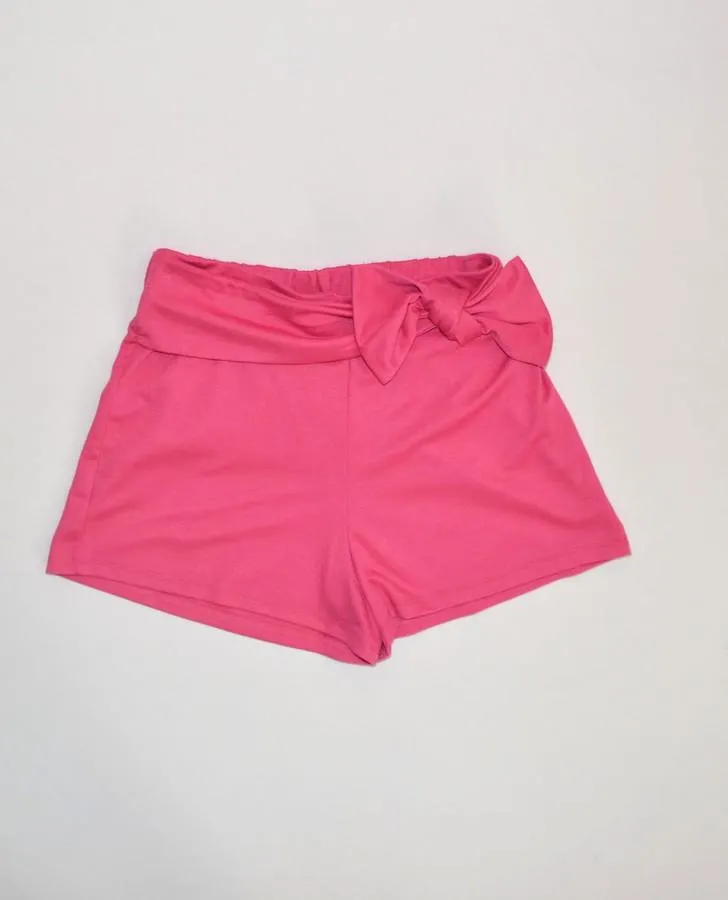 Hot Pink Side Bow Detail Shorts