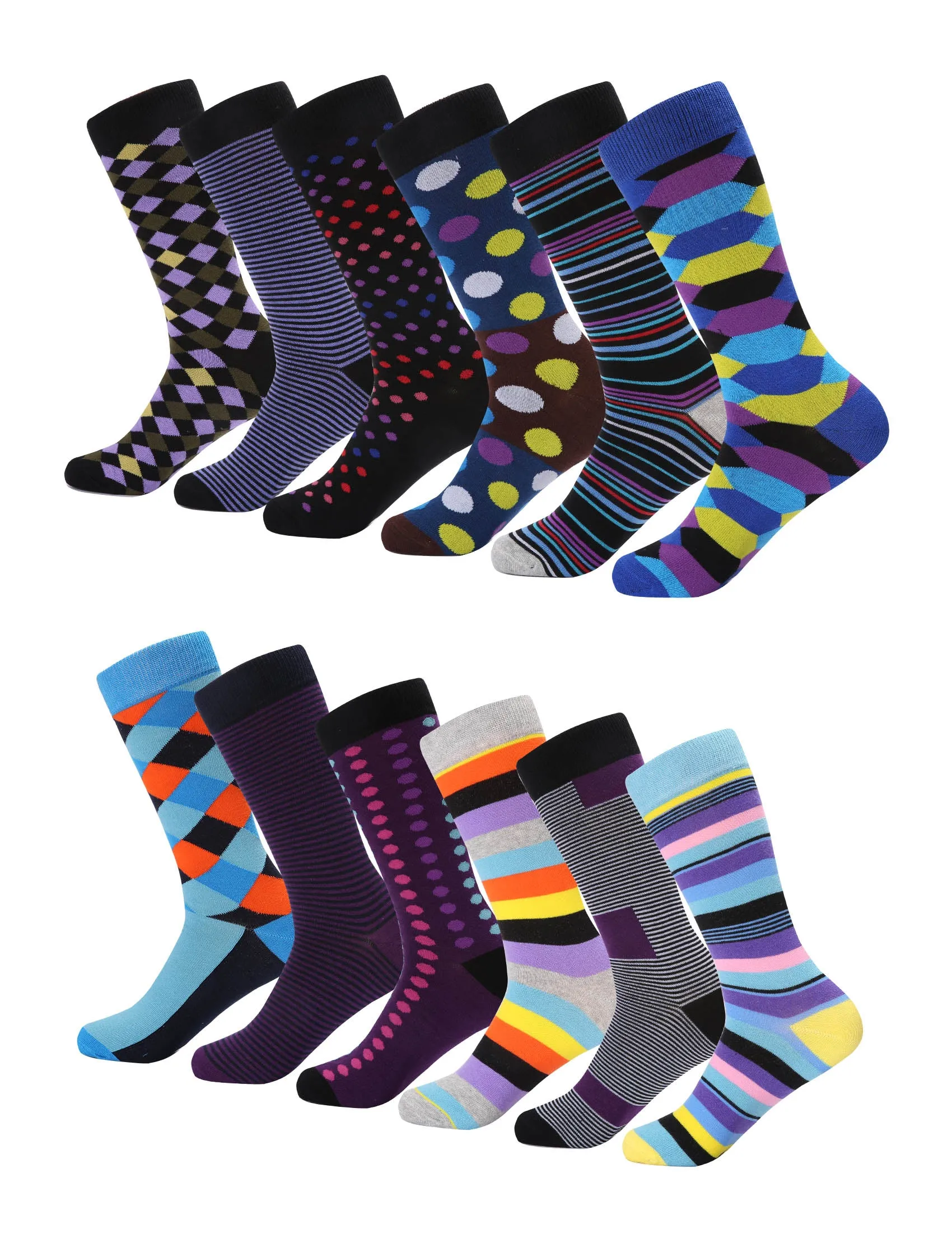 Men's Retro Collection Dress Socks 12 Pack