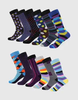 Men's Retro Collection Dress Socks 12 Pack